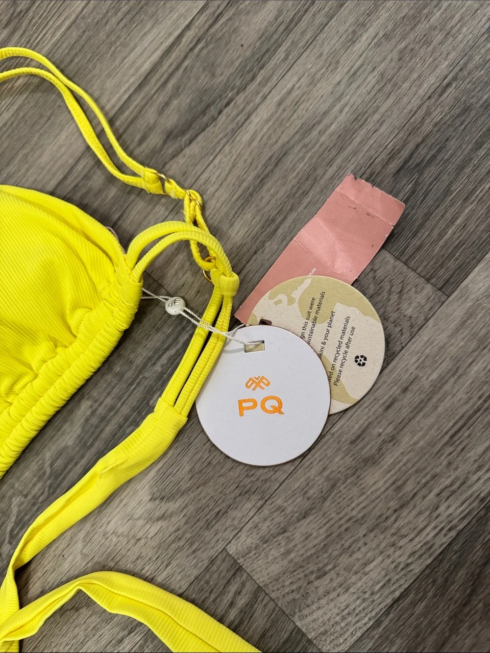 NWT PQ Swim Sunburst Ring Tri bikini top women’s sz D